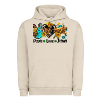 Pigment French Oak peace love jesus Urban Hoodie - AdoDesignShop