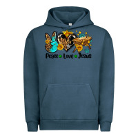 Pigment Midnight Navy peace love jesus Urban Hoodie - AdoDesignShop