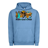 Pigment Pebble Blue peace love jesus Urban Hoodie - AdoDesignShop
