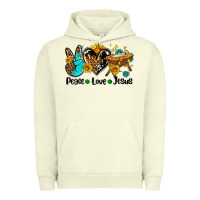 Pigment Pistachio peace love jesus Urban Hoodie - AdoDesignShop