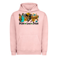 Pigment Salmon peace love jesus Urban Hoodie - AdoDesignShop