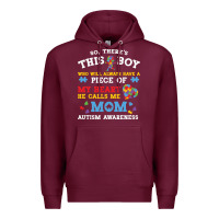 Burgundy LIL Autism Mom Premium Hoodie - CowhideDigitalArt