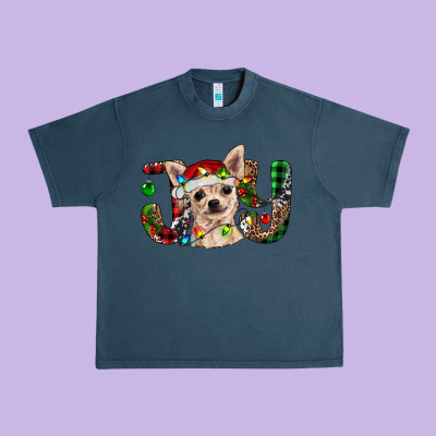 Christmas Chihuahua Joy Urban Heavy Tee Designed By Ranaportraitstore