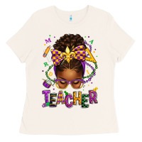Bone mardi gras teacher afro messy bun Ladies Tee - texasbilliewilder