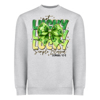 Heather Grey Not Lucky Simply Blessed Heavyweight Sweatshirt - CowhideDigitalArt