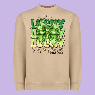 Not Lucky Simply Blessed Heavyweight Sweatshirt Designed By Cowhidedigitalart