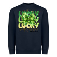Navy Not Lucky Simply Blessed Heavyweight Sweatshirt - CowhideDigitalArt
