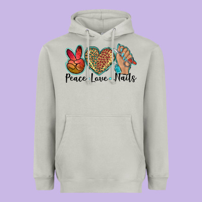 Peace Love Nails Heavyweight Hoodie Designed By Barkaloodesign