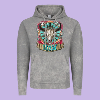 Mom Bull Skull Mother's Day Vintage Hoodie Designed By Cowgirlartshop