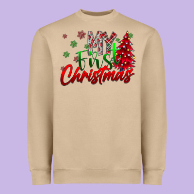 My First Christmas Heavyweight Sweatshirt Designed By Cowhidedigitalart