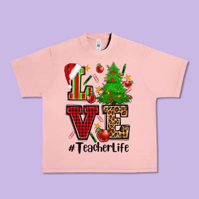 Love Teacher Life Christmas Urban Heavy Tee Designed By Cowgirlartshop