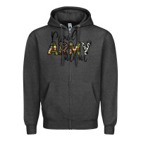 Charcoal Heather proud Army mom Zipper Hoodie - CowhideDigitalArt