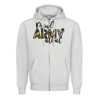 Dove Grey proud Army mom Zipper Hoodie - CowhideDigitalArt