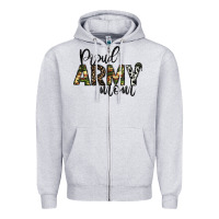 Heather Grey proud Army mom Zipper Hoodie - CowhideDigitalArt