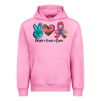 Fuchsia Pink peace love  cure Urban Hoodie - AdoDesignShop