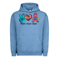 Pigment Pebble Blue peace love  cure Urban Hoodie - AdoDesignShop
