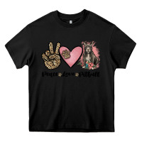 Black peace love pitbull Heavy Core Tee - JahusDesignShop