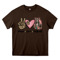 Chocolate Brown peace love pitbull Heavy Core Tee - JahusDesignShop