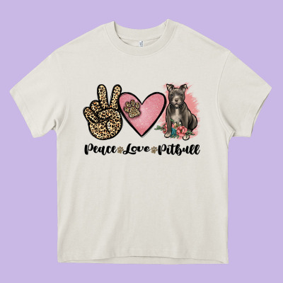 Peace Love Pitbull Heavy Core Tee Designed By Jahusdesignshop