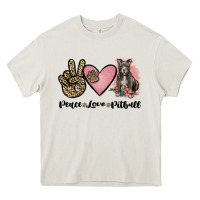 Cream peace love pitbull Heavy Core Tee - JahusDesignShop