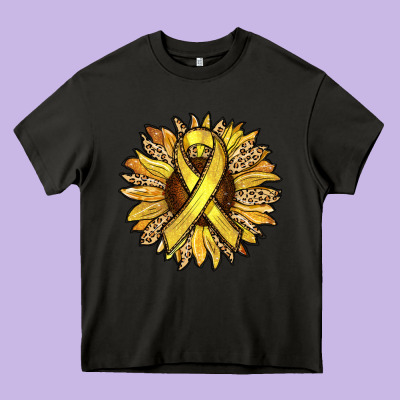 Child Cancer Awareness Sunflower Heavy Core Tee Designed By Ranaportraitstore