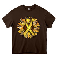 Chocolate Brown Child Cancer Awareness Sunflower Heavy Core Tee - RanaPortraitStore