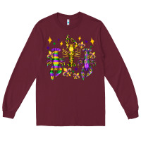Burgundy mardi gras craw fish olivia Long Sleeve Tee - OliviaCreatesArt