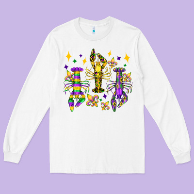 Mardi Gras Craw Fish Olivia Long Sleeve Tee Designed By Oliviacreatesart