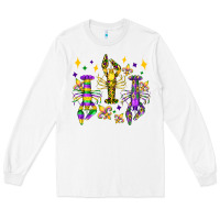 White mardi gras craw fish olivia Long Sleeve Tee - OliviaCreatesArt