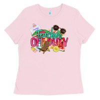 Bubblegum Pink teacher off duty Ladies Tee - NancyCooperArtShop