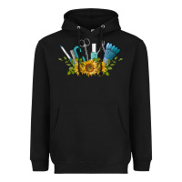 Black nail tools with sunflower Heavyweight Hoodie - BarkalooDesign