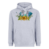 Heather Grey nail tools with sunflower Heavyweight Hoodie - BarkalooDesign