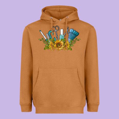 Nail Tools With Sunflower Heavyweight Hoodie Designed By Barkaloodesign