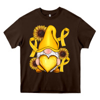 Chocolate Brown Childhood Cancer gnome Heavy Core Tee - RanaPortraitStore