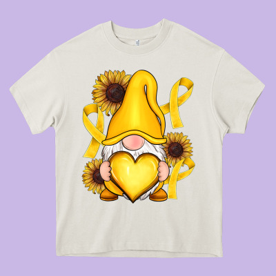 Childhood Cancer Gnome Heavy Core Tee Designed By Ranaportraitstore