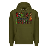 Army Green santa's favorite therapist Premium Hoodie - Jasminsmagicworld