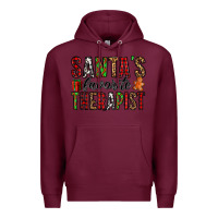 Burgundy santa's favorite therapist Premium Hoodie - Jasminsmagicworld