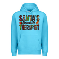 Ocean Blue santa's favorite therapist Premium Hoodie - Jasminsmagicworld