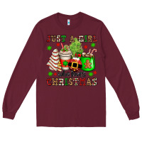 Burgundy just a girl who loves christmas Long Sleeve Tee - OliviaCreatesArt