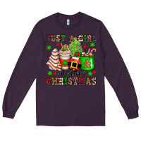 Plum just a girl who loves christmas Long Sleeve Tee - OliviaCreatesArt
