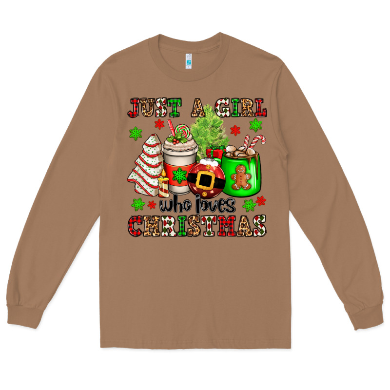 Just A Girl Who Loves Christmas Long Sleeve Tee by OliviaCreatesArt | Teevron