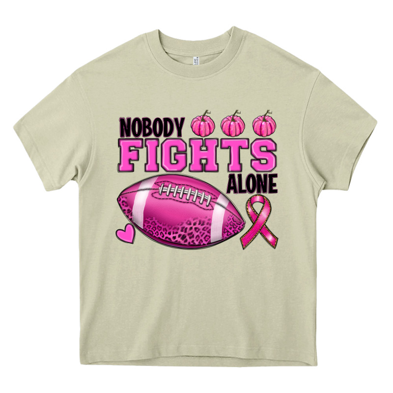 Nobody Fights Alone Breast Cancer Heavy Core Tee by RanaPortraitStore | Teevron