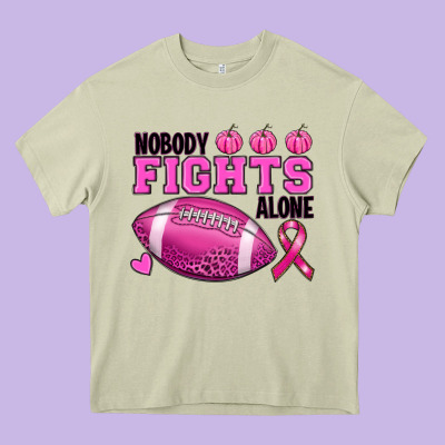 Nobody Fights Alone Breast Cancer Heavy Core Tee Designed By Ranaportraitstore