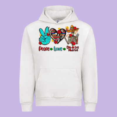 Peace Love Dia De Los Muertos Urban Hoodie Designed By Adodesignshop