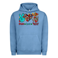 Pigment Pebble Blue peace love dia de los muertos Urban Hoodie - AdoDesignShop