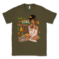 Army Green Just a girl who loves Fall afro woman Classic Tee - NancyCooperArtShop