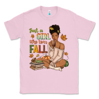 Bubblegum Pink Just a girl who loves Fall afro woman Classic Tee - NancyCooperArtShop