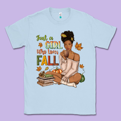 Just A Girl Who Loves Fall Afro Woman Classic Tee Designed By Nancycooperartshop