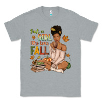 Heather Grey Just a girl who loves Fall afro woman Classic Tee - NancyCooperArtShop
