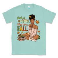 Seafoam Just a girl who loves Fall afro woman Classic Tee - NancyCooperArtShop